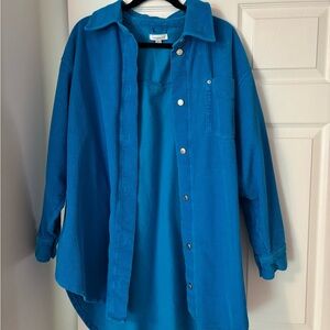 Topshop Vibrant Blue Corduroy Shirt